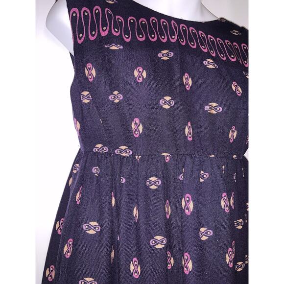 Anna Sui Smocked Cottage-core Purple Dress W/ Pockets Size 2 - Picture 8 of 9